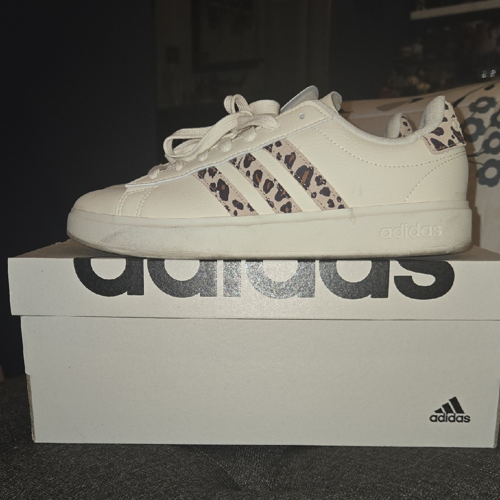 Adidas Off-White Sneakers with Animal Print Accents